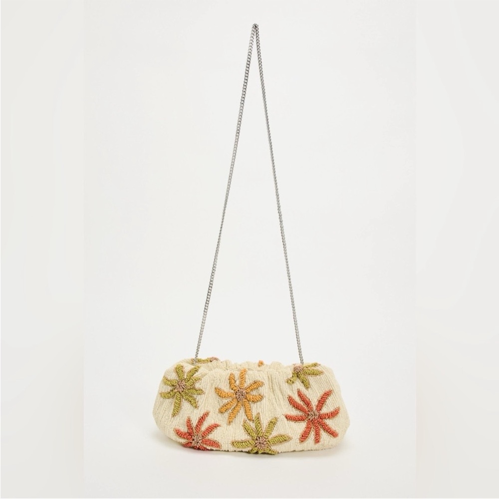 Zara Beaded Printed Bag- Palm Tree Print